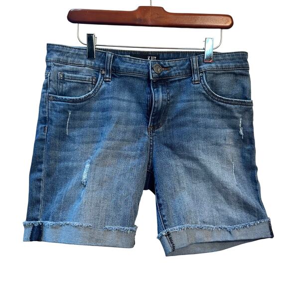 Kut from the Kloth Denim Shorts Jorts Women’s 8 Medium Wash Rolled Hem High Rise - Picture 1 of 7
